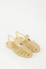 Gucci Beige Rubbber Studded Caged Sandal