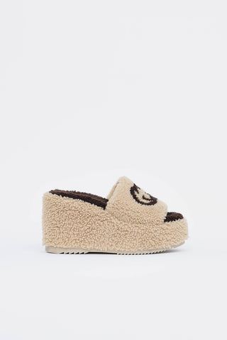 Gucci Shearling GG Wedge Slide