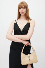 Gucci Beige & Silver Leather Spazzolato Jackie Bag