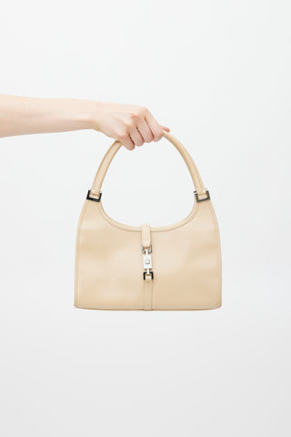 Gucci Beige & Silver Leather Spazzolato Jackie Bag