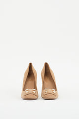 Gucci Beige & Gold Suede Audrey Pump