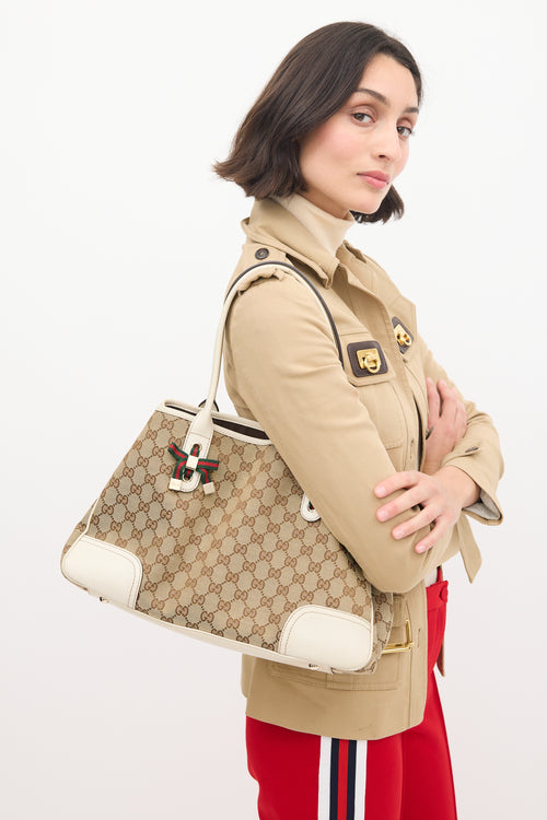 Gucci Beige & White Monogram Princy Tote