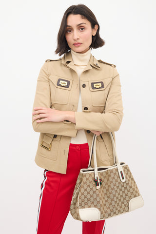 Gucci Beige & White Monogram Princy Tote