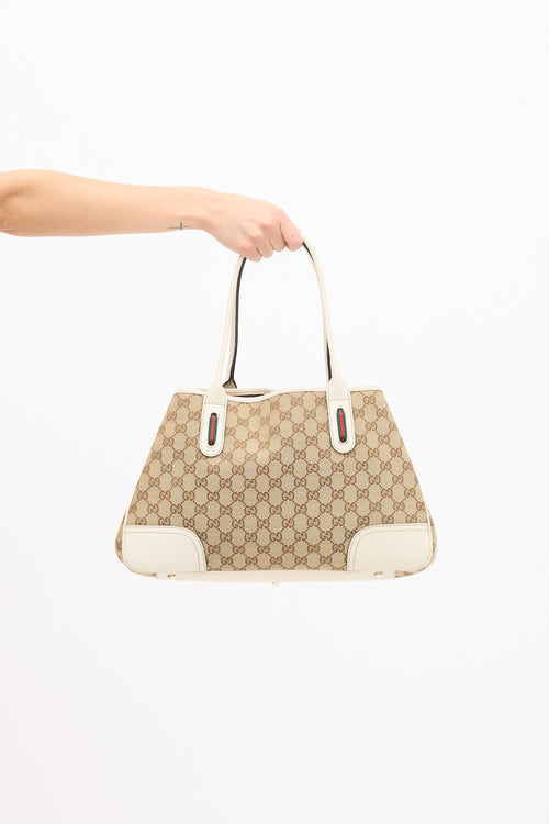 Gucci Beige & White Monogram Princy Tote