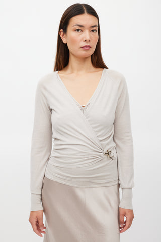 Gucci Beige Wool Hardware Tank & Cardigan Set