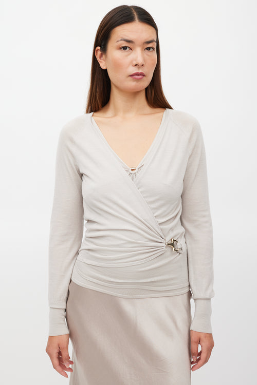 Gucci Beige Wool Hardware Tank & Cardigan Set