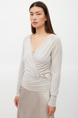Gucci Beige Wool Hardware Tank & Cardigan Set