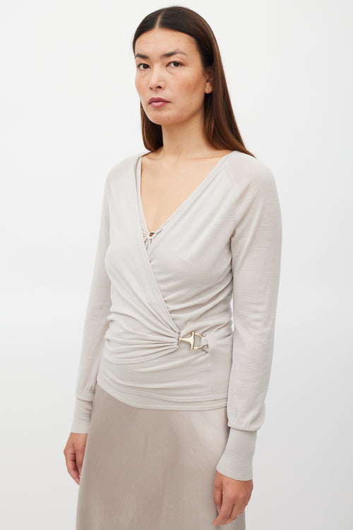Gucci Beige Wool Hardware Tank & Cardigan Set