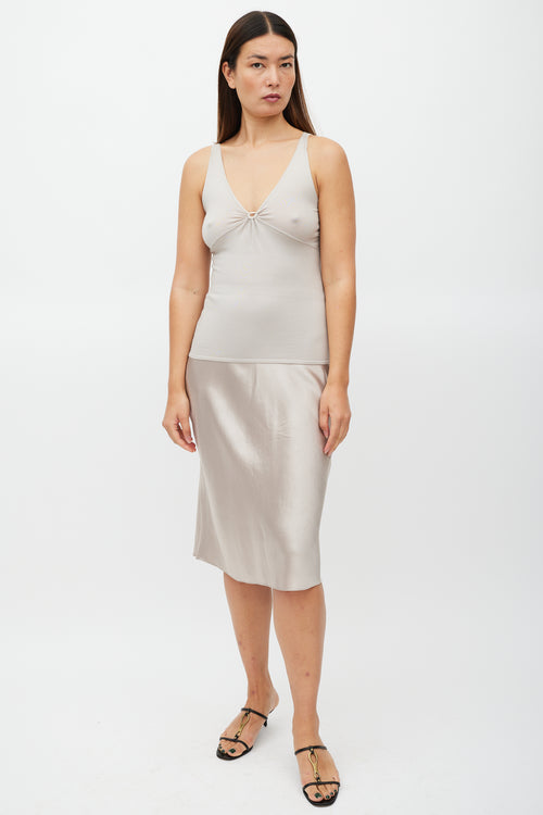 Gucci Beige Wool Hardware Tank & Cardigan Set
