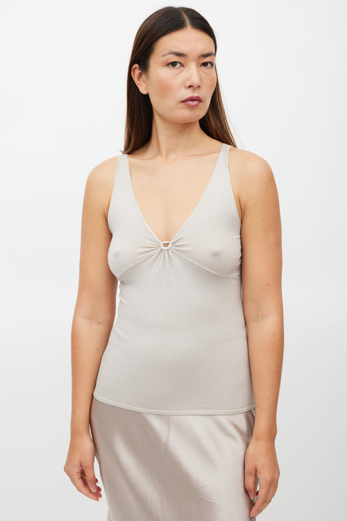 Gucci Beige Wool Hardware Tank & Cardigan Set