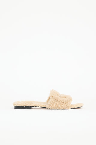 Gucci Shearling Logo Slide