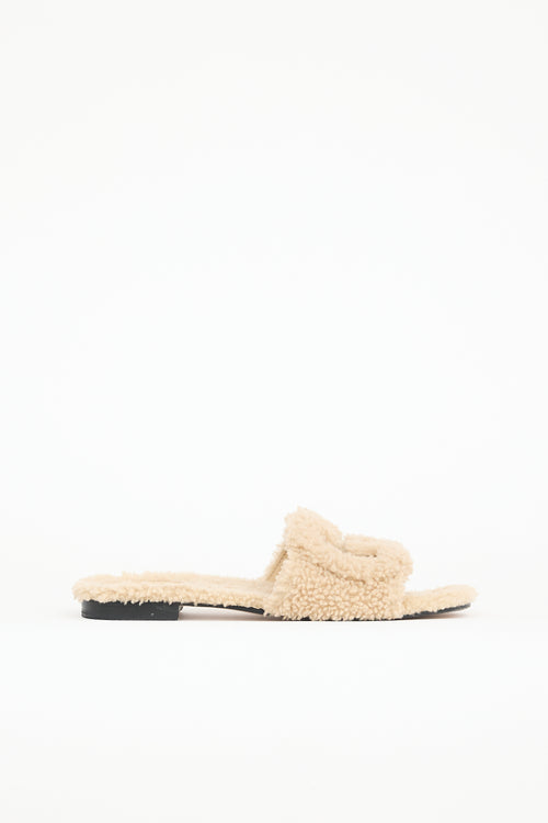 Gucci Shearling Logo Slide