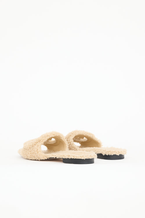 Gucci Shearling Logo Slide