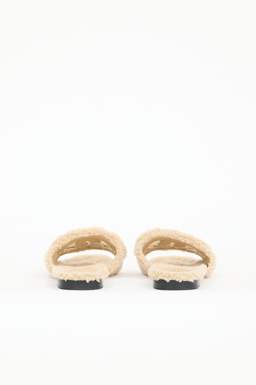 Gucci Shearling Logo Slide