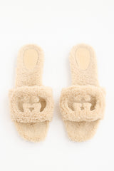 Gucci Shearling Logo Slide