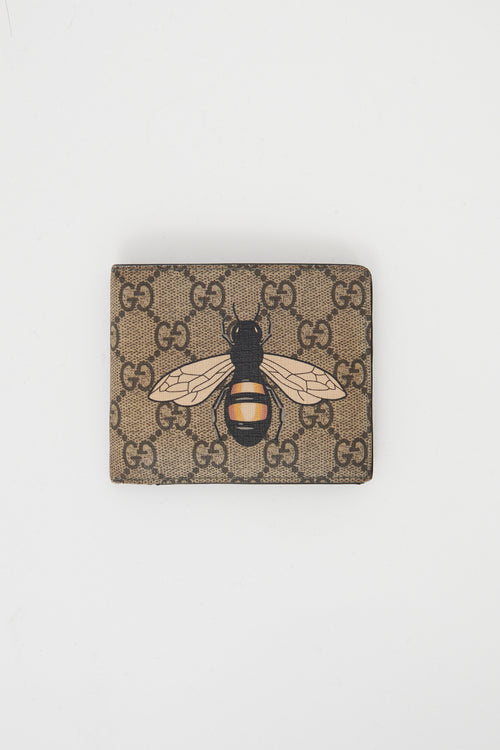 Gucci Beige Bee Supreme Bifold Wallet