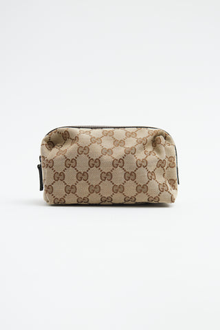 Gucci Beige GG Canvas Zip Cosmetic Pouch