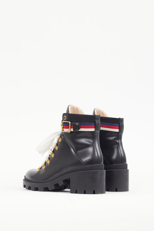 Gucci Black & Multicolour Leather Sylvie Ankle Boot