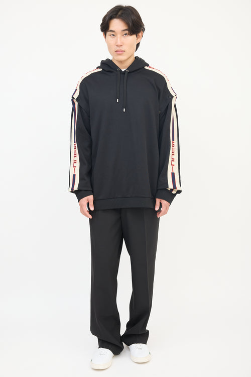 Gucci Black & Beige Detachable Sleeve Hoodie