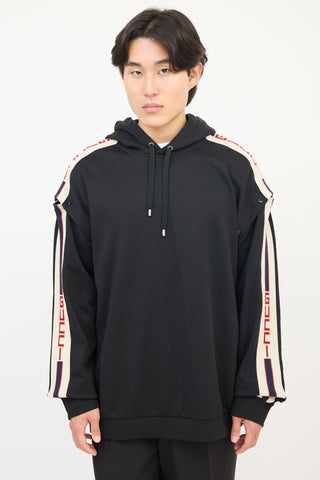 Gucci Black & Beige Detachable Sleeve Hoodie