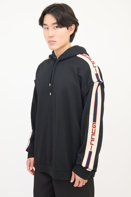 Gucci Black & Beige Detachable Sleeve Hoodie