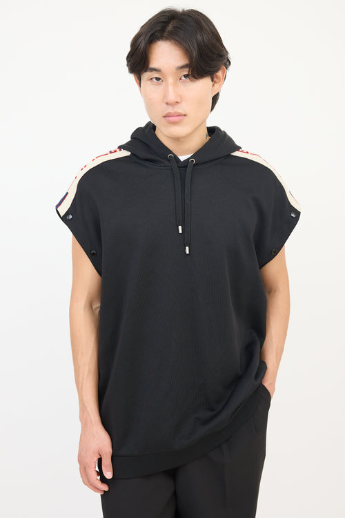 Gucci Black & Beige Detachable Sleeve Hoodie