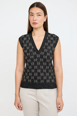 Gucci Black & Beige Monogram Knit Vest