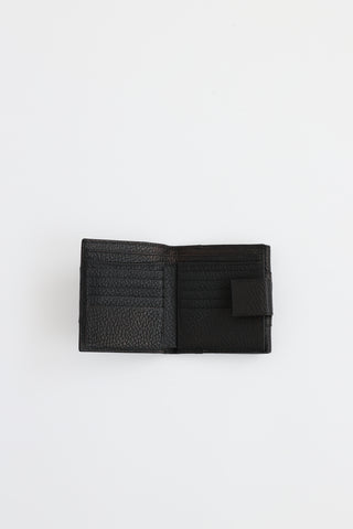 Pebbled Leather and Velvet Bifold Wallet