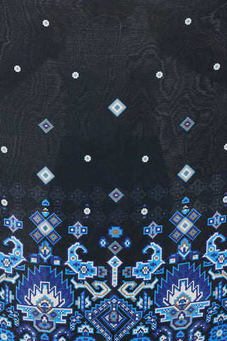 Gucci Black & Blue Pixel Printed Silk Scarf