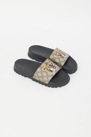 Gucci Black & Brown GG Supreme Print Slide