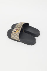 Gucci Black & Brown GG Supreme Print Slide