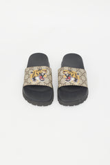 Gucci Black & Brown GG Supreme Print Slide