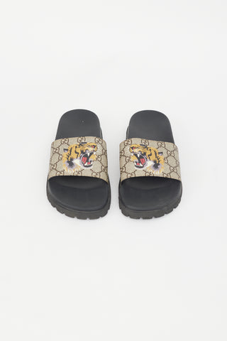 Gucci Black & Brown GG Supreme Print Slide