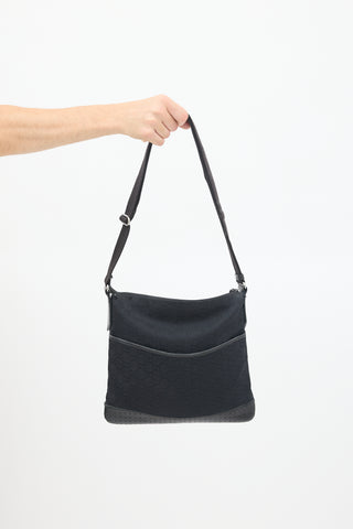 Gucci Black Canvas GG Monogram Messenger Bag