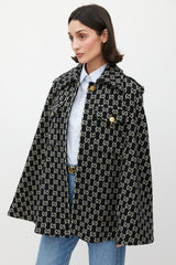 Gucci Black & White Wool Monogram Cape