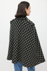 Gucci Black & White Wool Monogram Cape