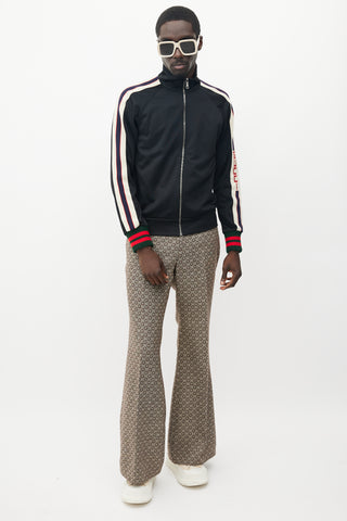 Gucci Black & Cream Striped Logo Track Jacket