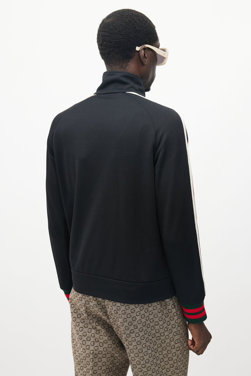 Gucci Black & Cream Striped Logo Track Jacket