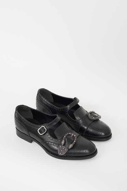 Gucci Black Leather Embellished Queercore Cutout Brogue