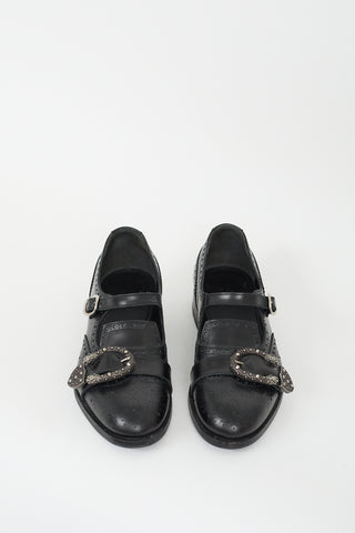 Gucci Black Leather Embellished Queercore Cutout Brogue