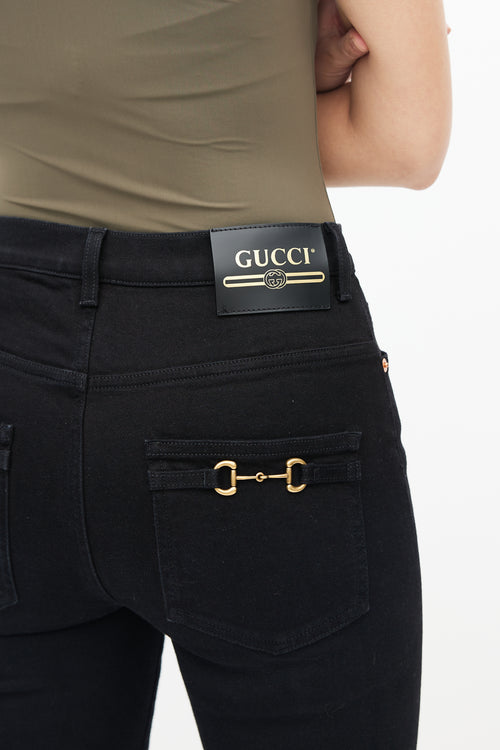 Gucci Black Denim Horsebit Back Pocket Jeans
