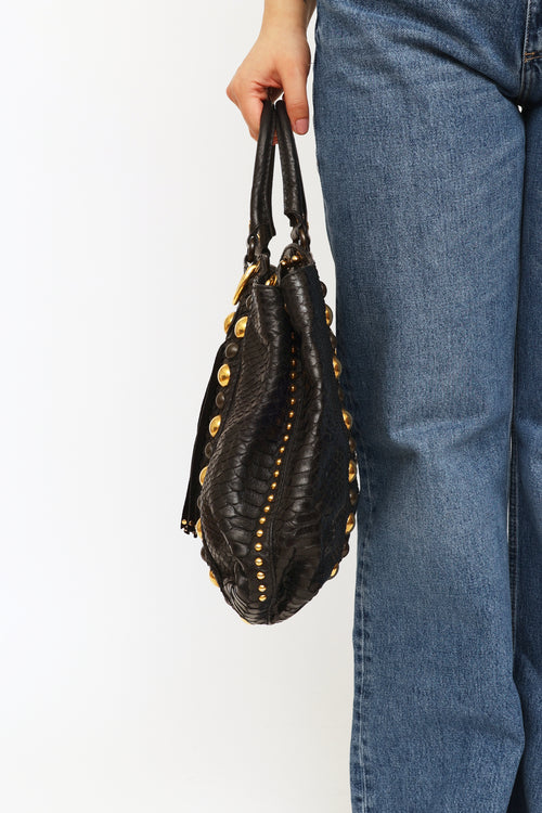 Gucci Black Leather Babouska Fringe Bag