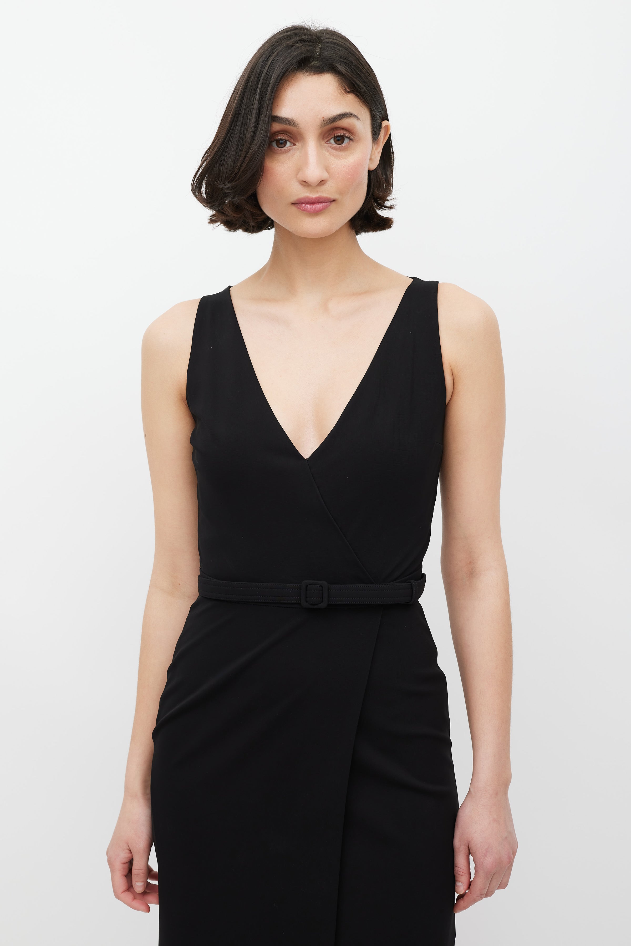 Gucci // Black Faux Wrap Belted Dress VSP Consignment Gucci // Black Faux Wrap Belted Dress VSP Consignment