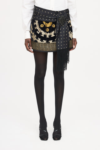Layered Brocade Mini Skirt