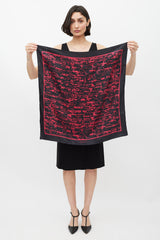 Gucci Black & Fuchsia Printed Silk Scarf