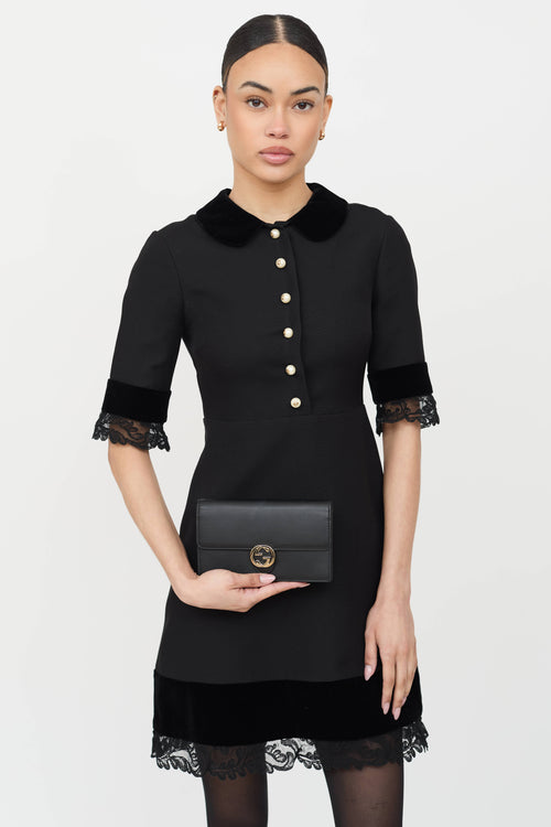 Leather Interlocking GG Wallet on Strap