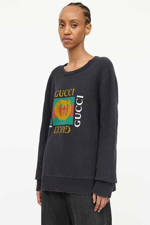 Gucci Distressed Cotton Logo Sweatshirt