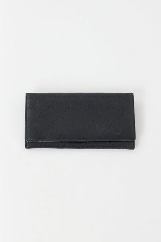 Gucci Black Guccissima Leather Continental Wallet