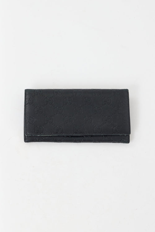 Gucci Black Guccissima Leather Continental Wallet