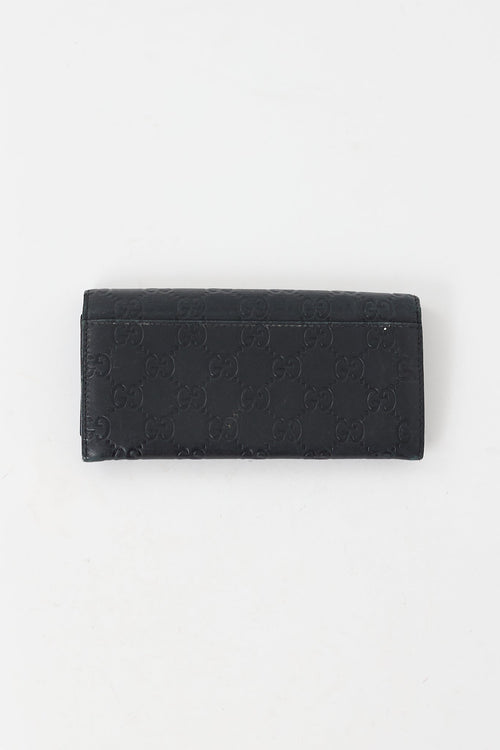 Gucci Black Guccissima Leather Continental Wallet